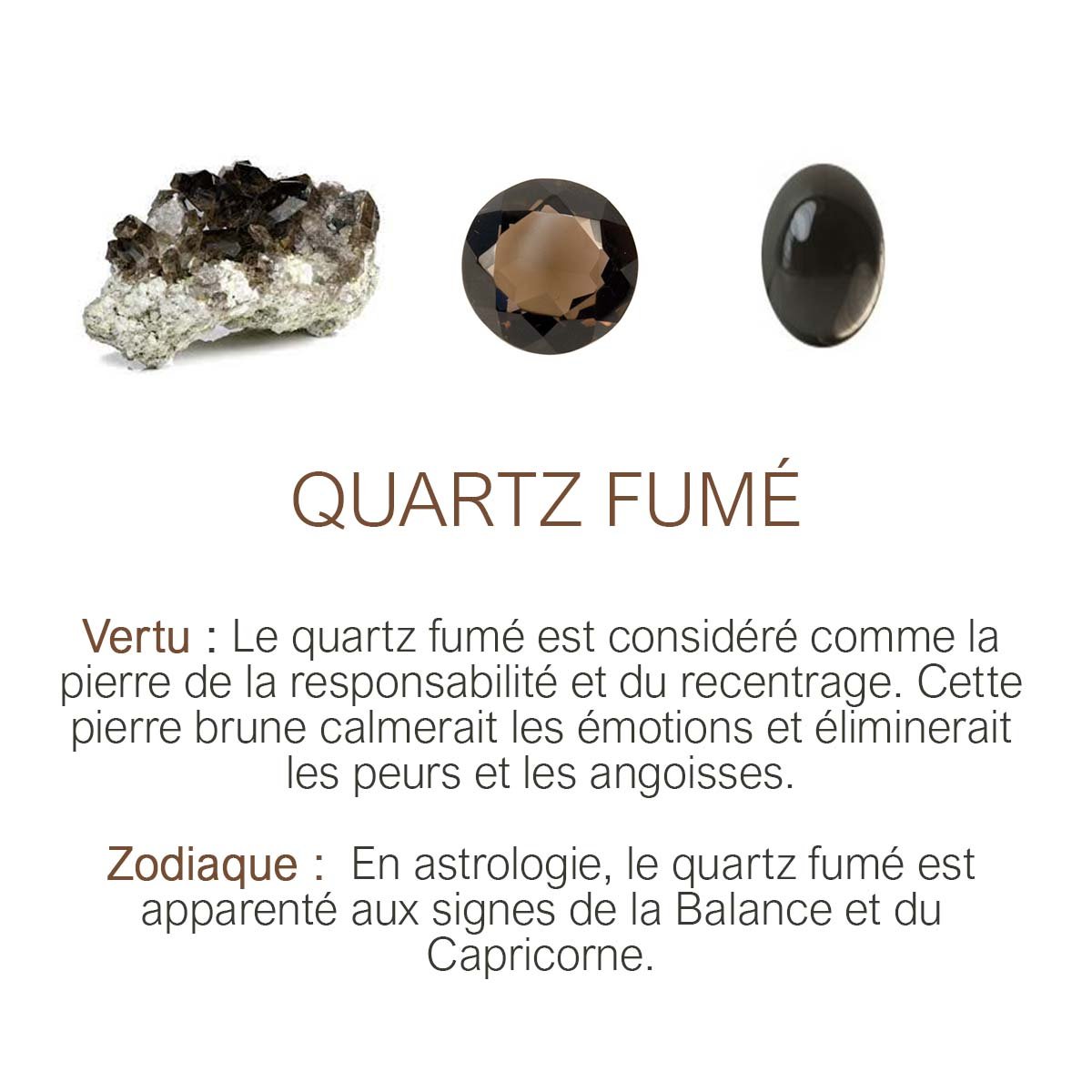 Collier sautoir moorea quartz fume brun, CAROLINE NAJMAN
