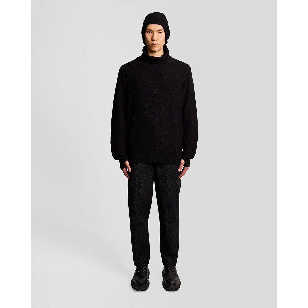 Haut cagoule en maille manches longues noir jais, LYLE & SCOTT