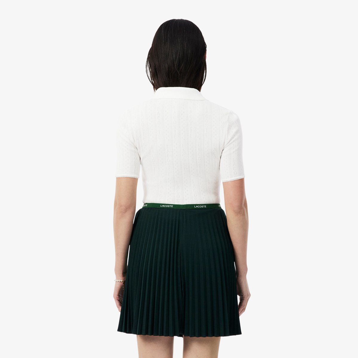 Polo maille pointelle slim fit blanc-70v, LACOSTE