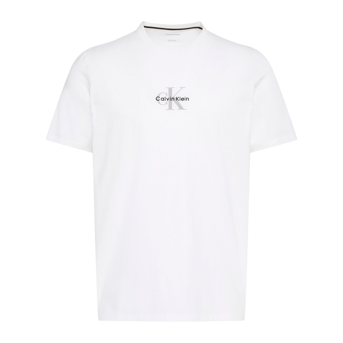 Logo Print T-Shirt with Short Sleeves white, CALVIN KLEIN JEANS
