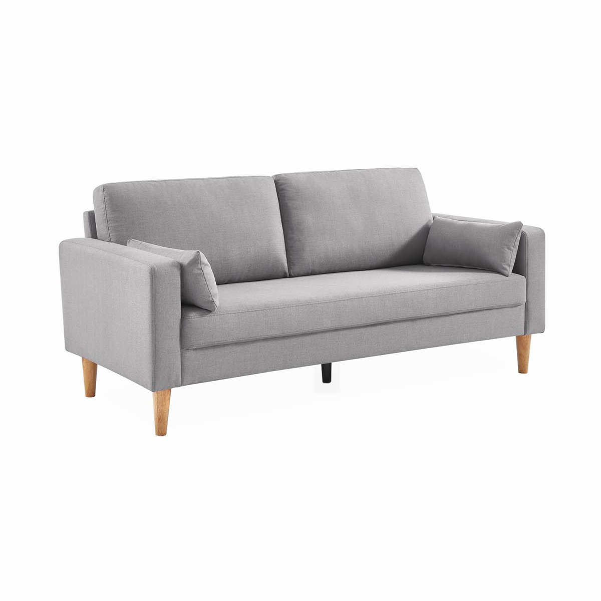 Canapé 3 places bois d'eucalyptus, d'hévéa et tissu BJORN gris clair, SWEEEK