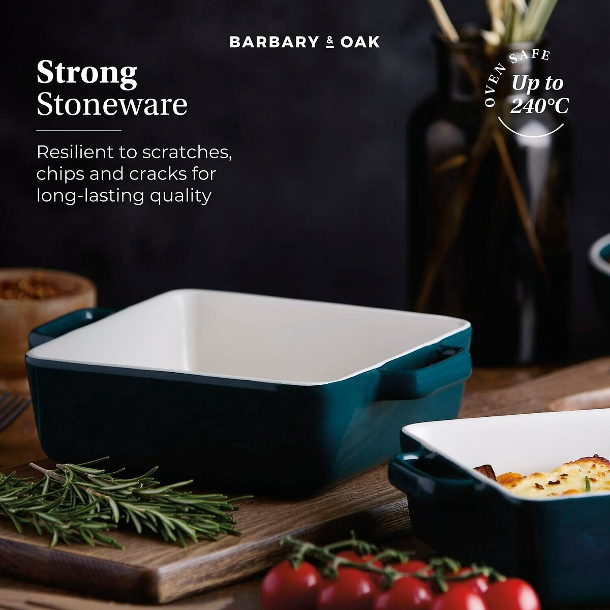 20cm Nattura Square Baking Dish teal, BARBARY & OAK