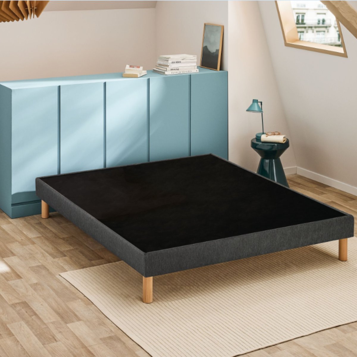 Sommier déco tapissier UNIC gris foncé, BULTEX