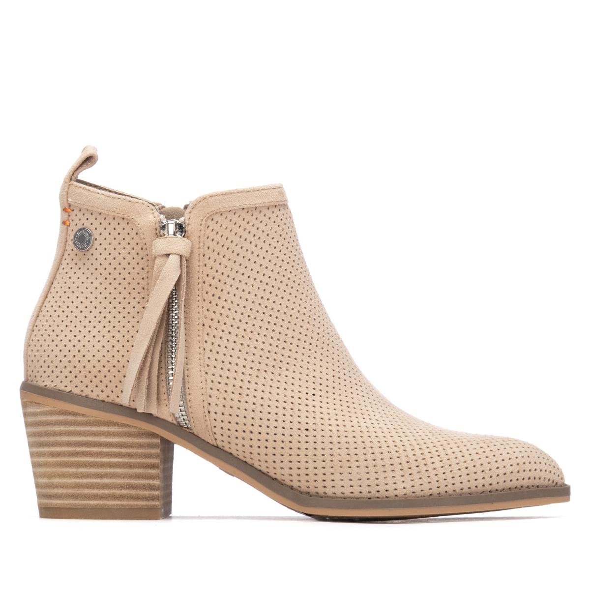 Bottine Talon Décontractée Fermeture éclair beige, REFRESH