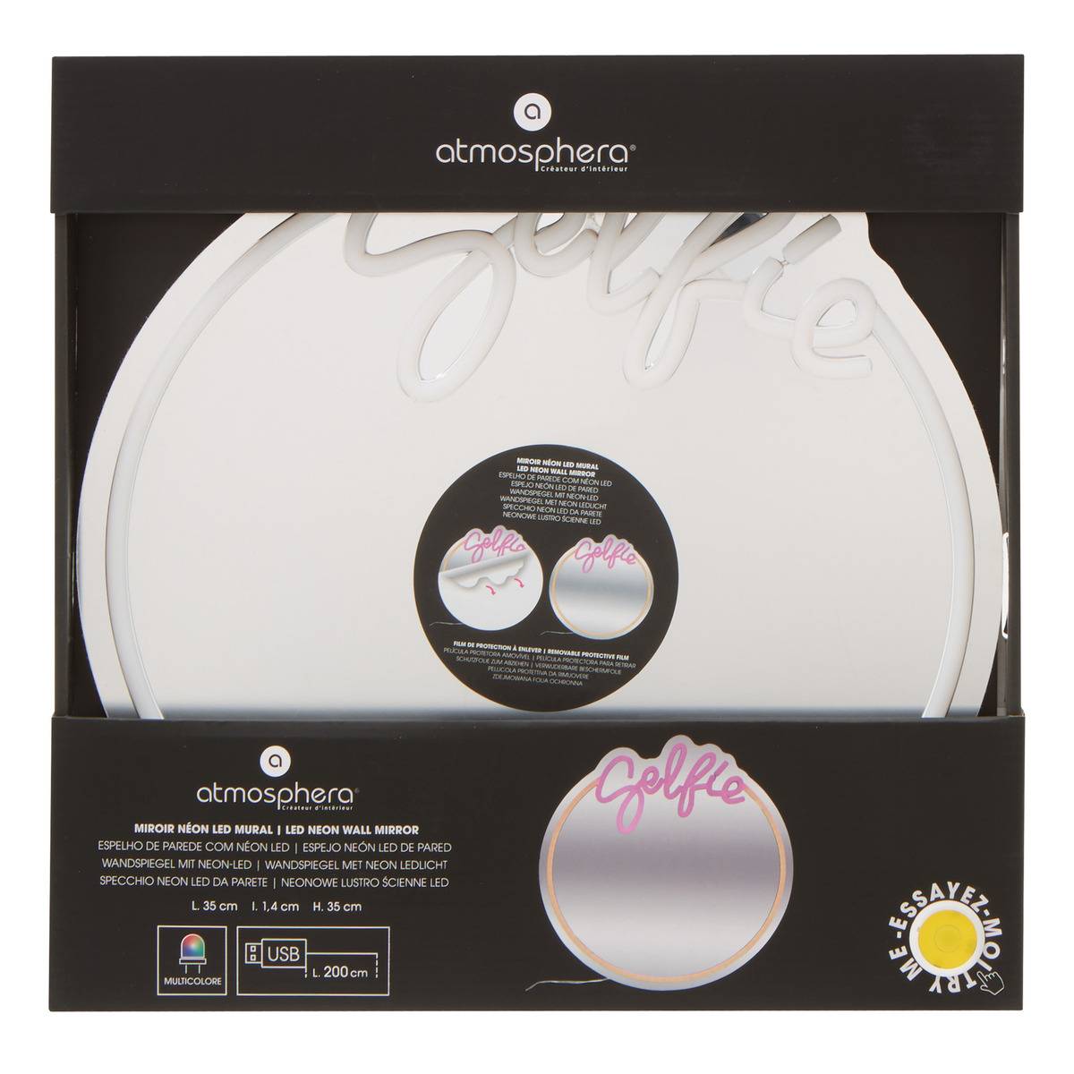 Néon LED Miroir SELFIE pink, ATMOSPHERA