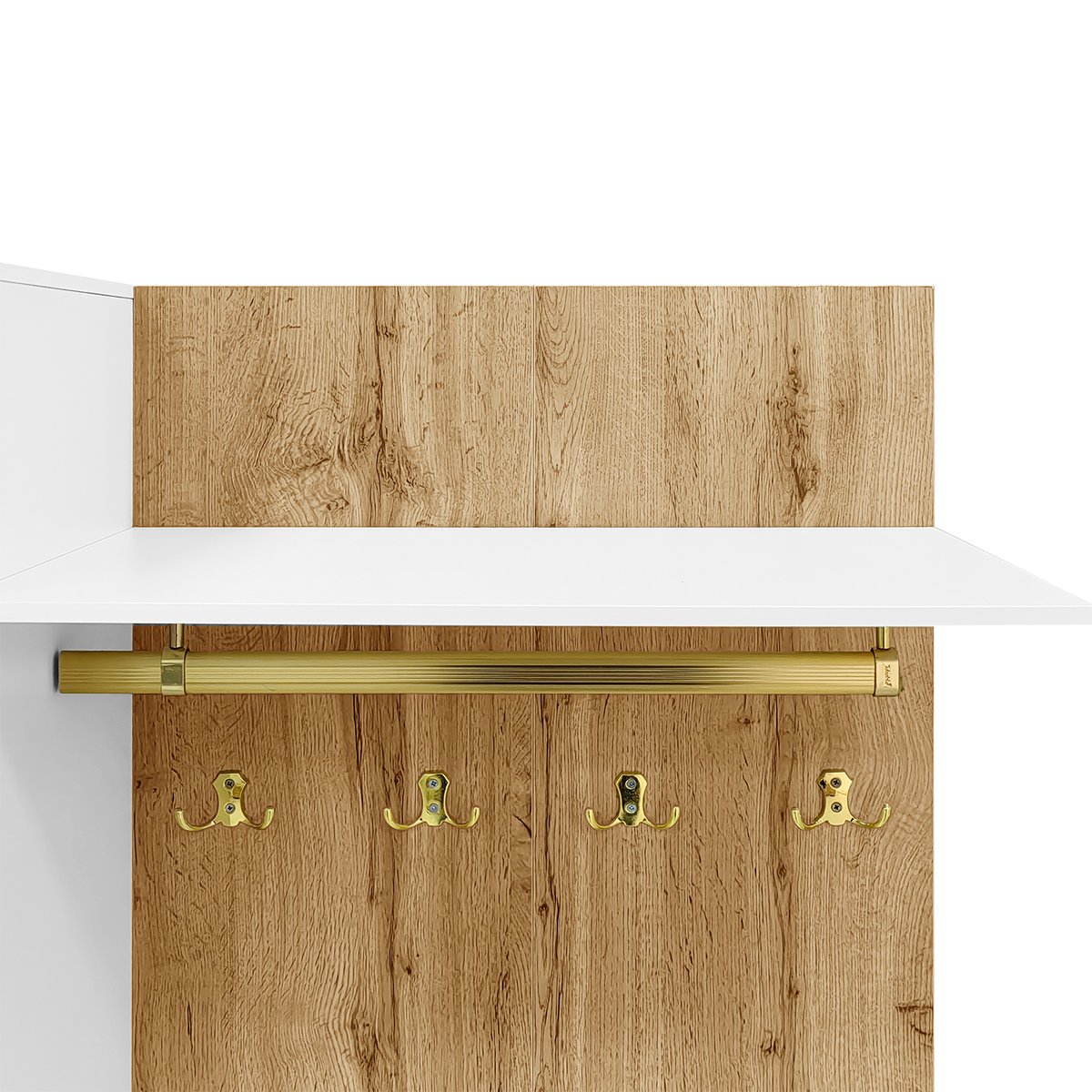 Vestiaire d'entrée avec miroir banc et rangement, PORTER-K chêne, MEUBLES COSY