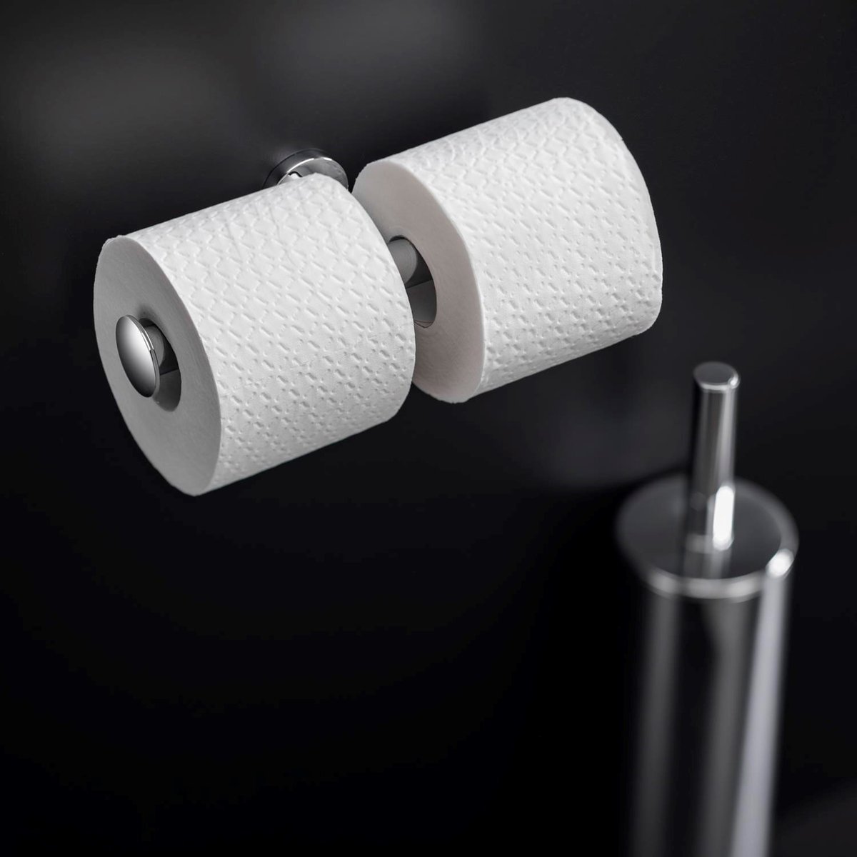 Porte Papier Toilette Double avec vis ou adhésif ARCHITECT chrome, COSMIC