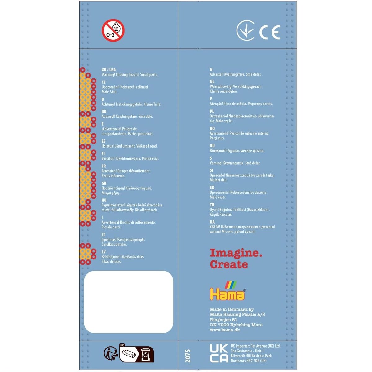 Sachet 1000 perles plastique bleu, HAMA
