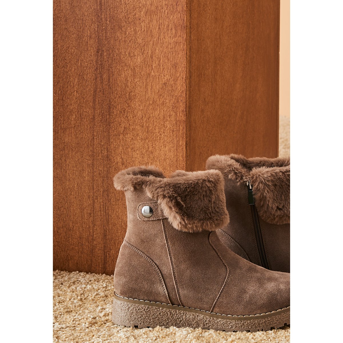 Boots fourrées Thermolactyl marron taupe, DAMART
