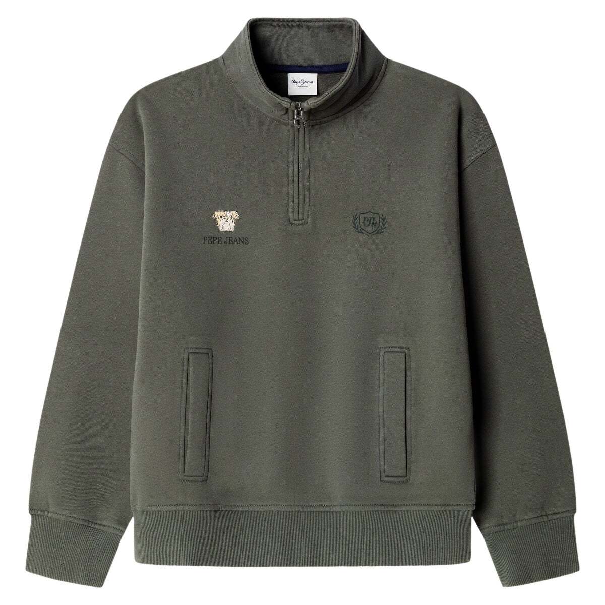 Sweat À Demi-Zip Coupe Décontractée vert pin, PEPE JEANS