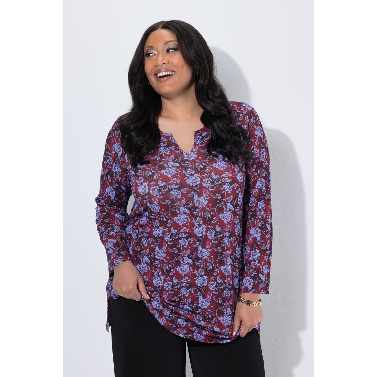 T-shirt long rouge bordeaux, ULLA POPKEN