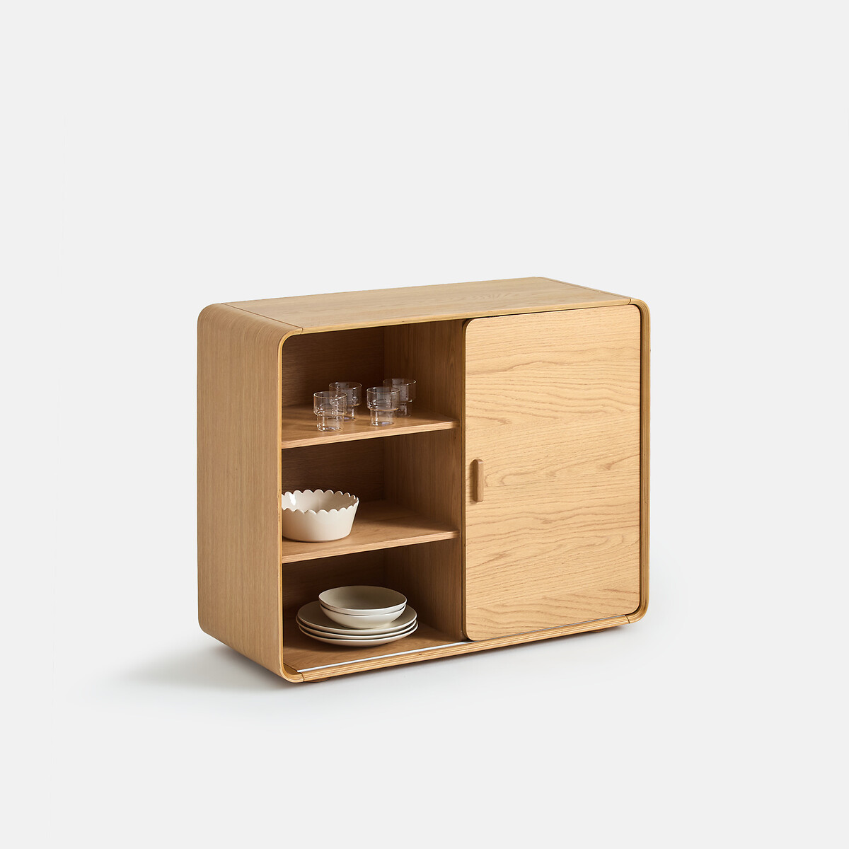 Buffet en plaqué chêne, 2 portes, REDAG coloris chêne, LA REDOUTE INTERIEURS