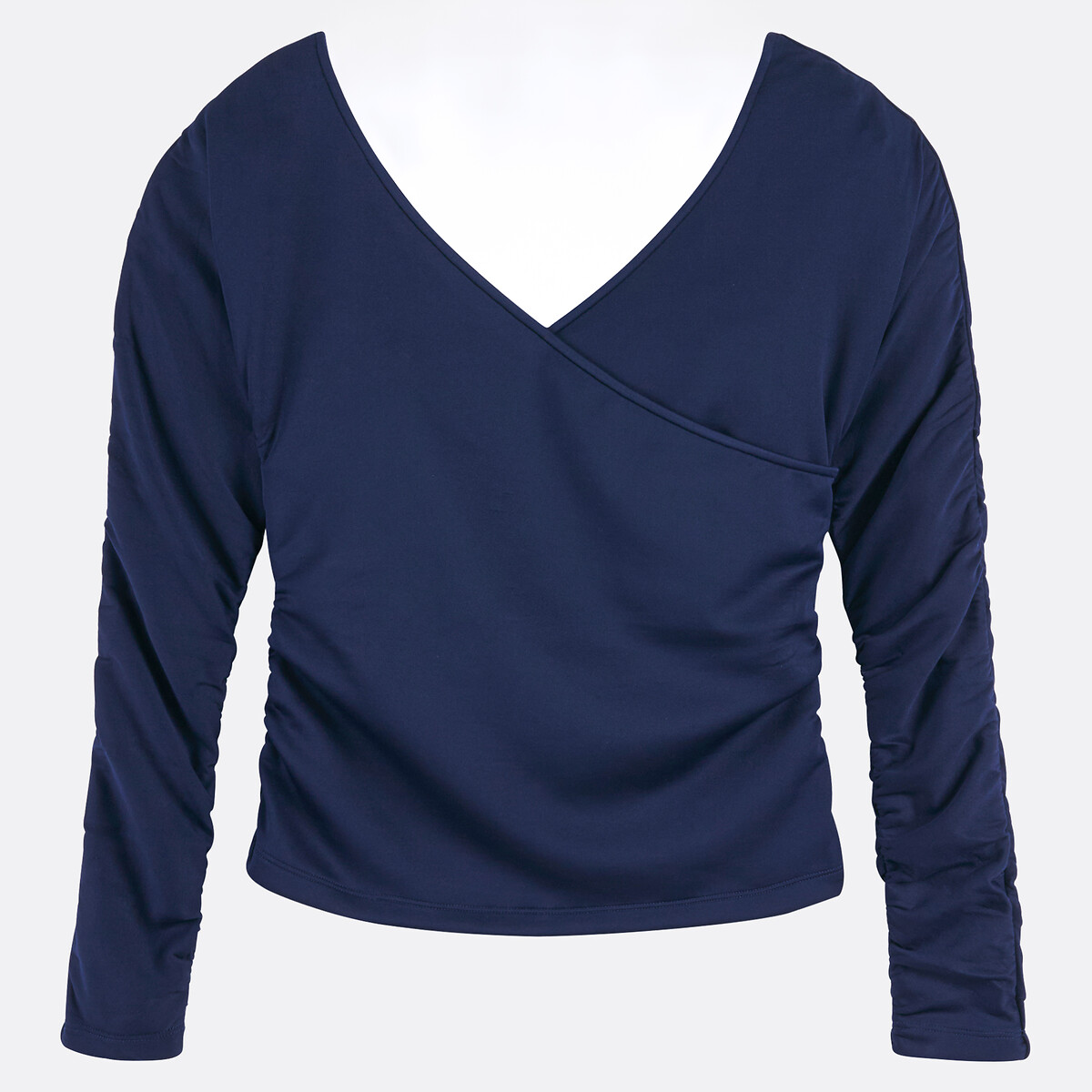 Long Sleeve V-Neck Top navy blue, LA REDOUTE COLLECTIONS