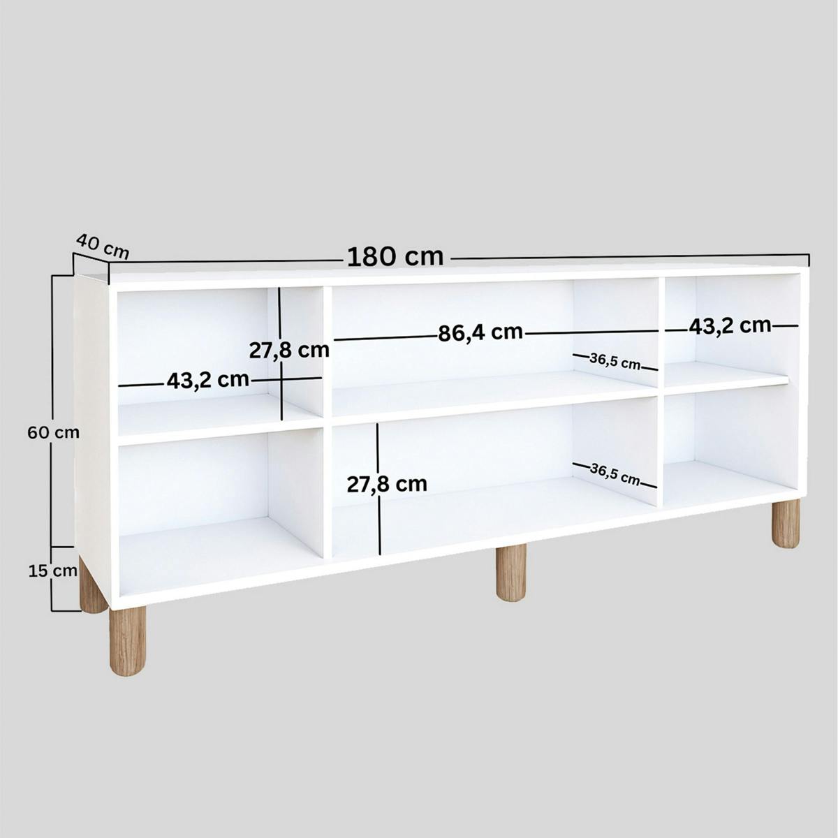 Buffet / enfilade 180cm 4 portes VAREN blanc, PIER IMPORT