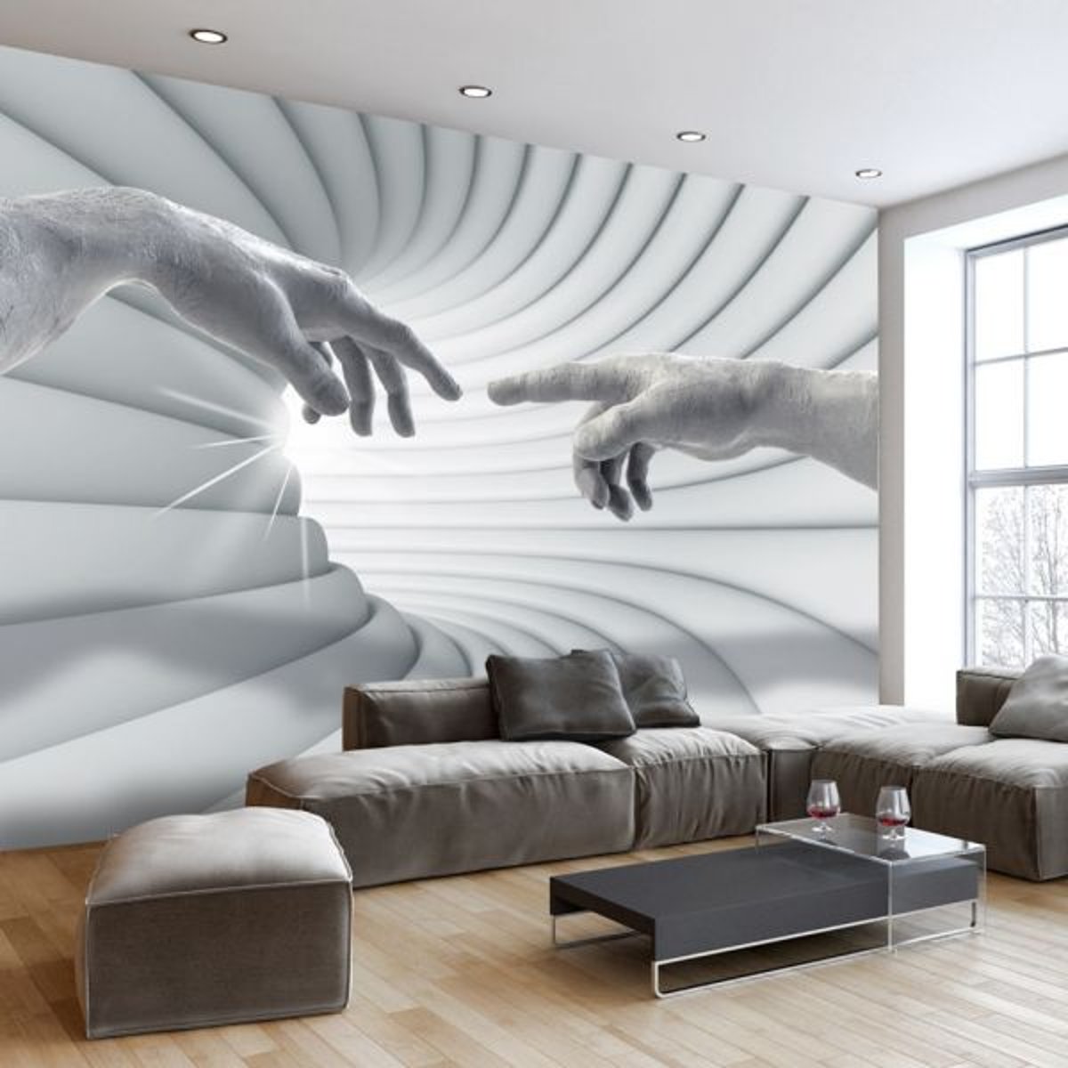 Papier peint intissé panoramique Personnes Touch of the Light gris / argent, EDEN