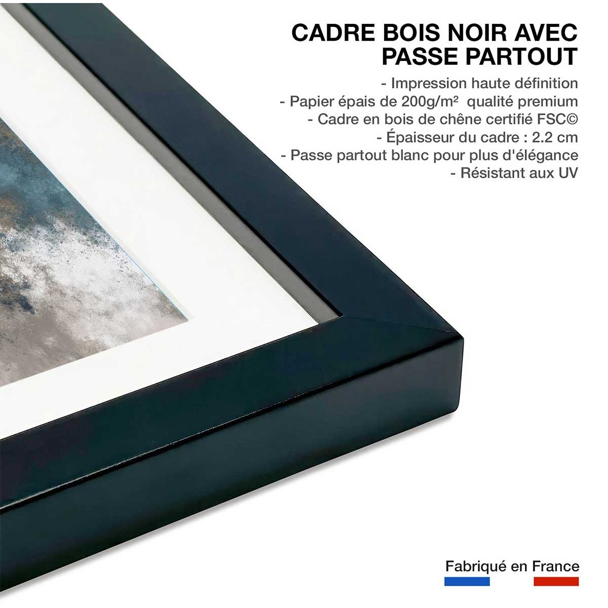 Affiche Arc Alto affiche + cadre en bois - noir, HEXOA