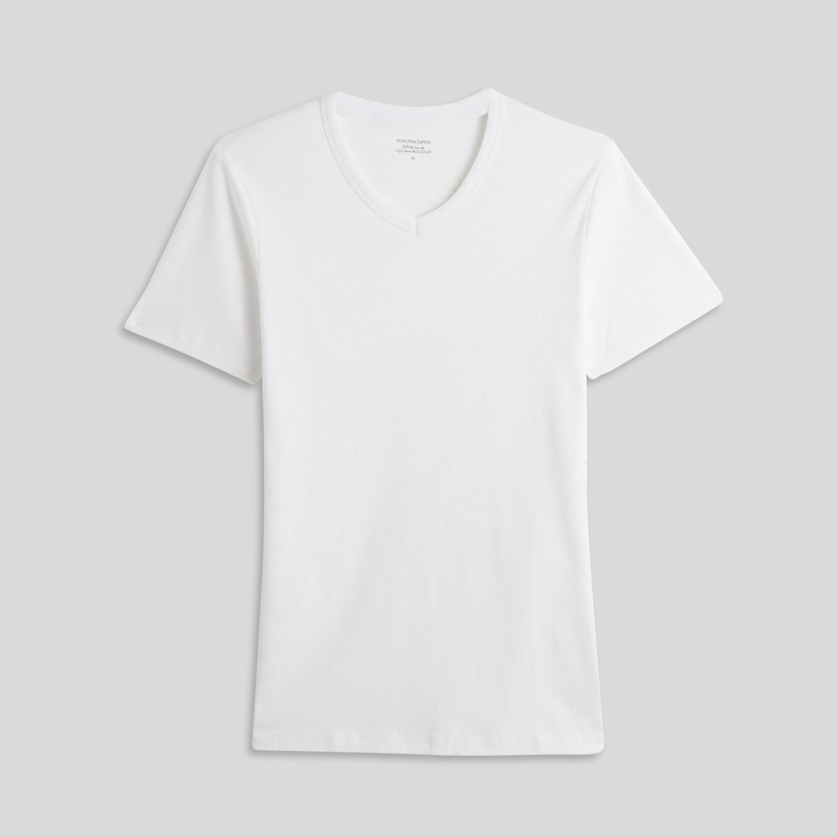 T-shirt col V blanc, MONOPRIX