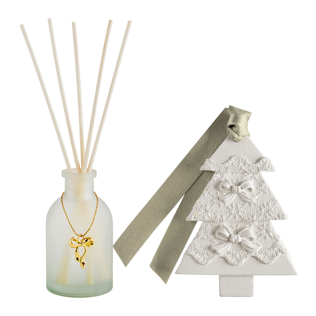 Coffret diffuseur de parfum Sapin Doré RUBANS DE FÊTE vert, MATHILDE M