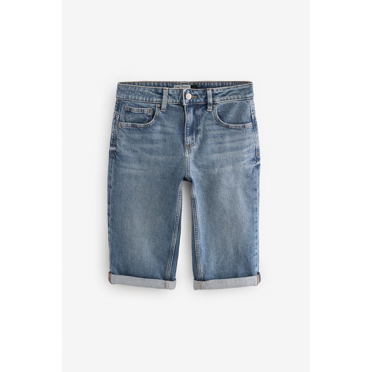 Bermuda longueur genou en denim bleu moyen, NEXT