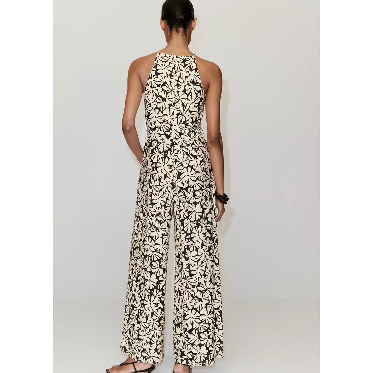 Combinaison à imprimé floral avec ceinture noir, MANGO