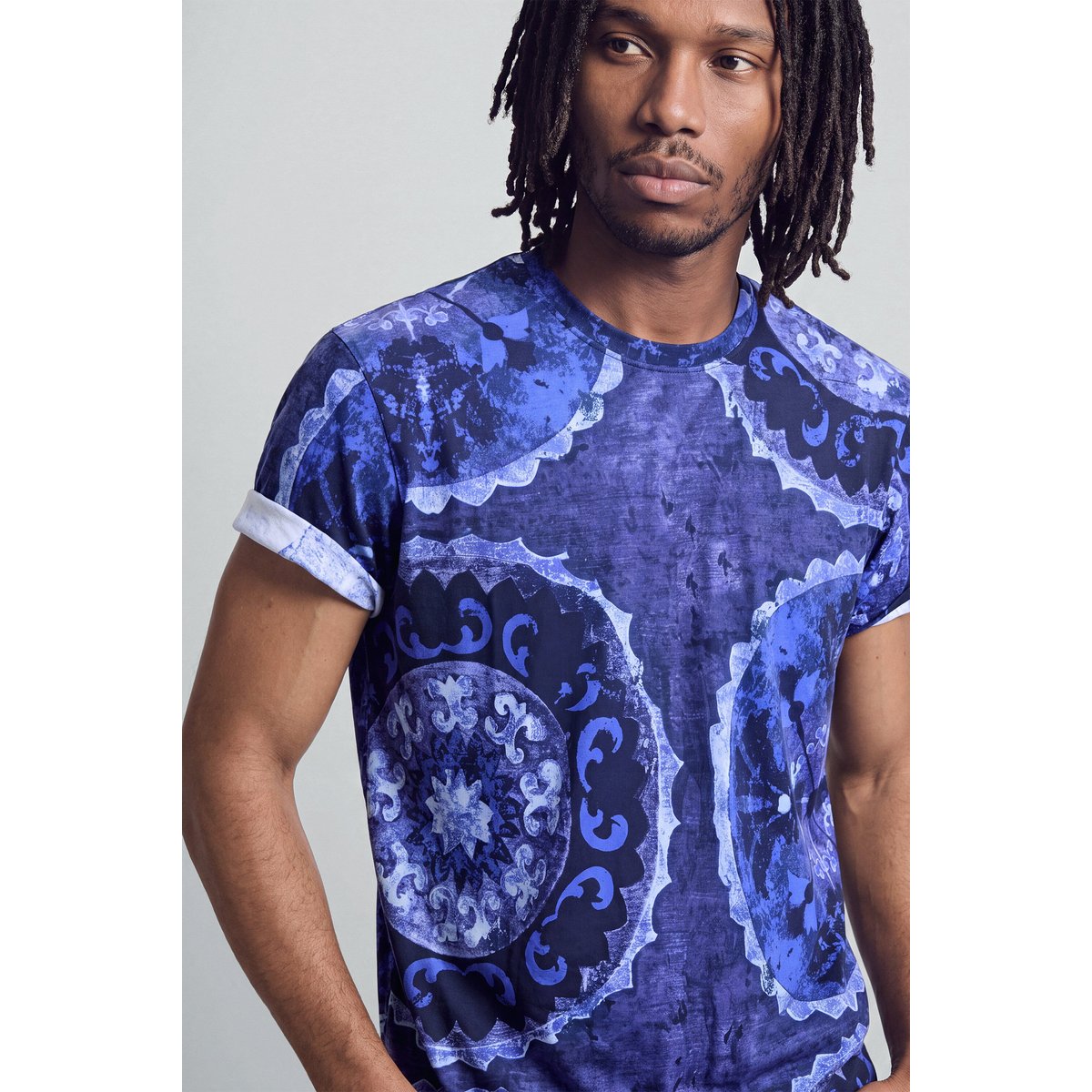 T-shirt à manches courtes imprimé bleu, DESIGUAL
