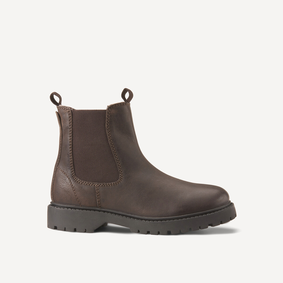 Botas chelsea em pele castanho, LA REDOUTE COLLECTIONS