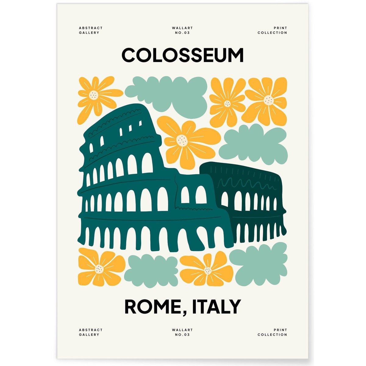 Affiche Rome Colisée blanc, L'AFFICHERIE