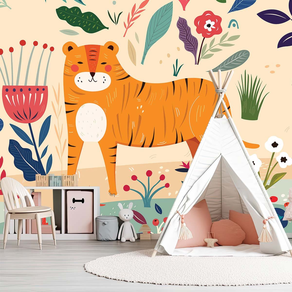 Papier peint enfant tigre intissé, HEXOA