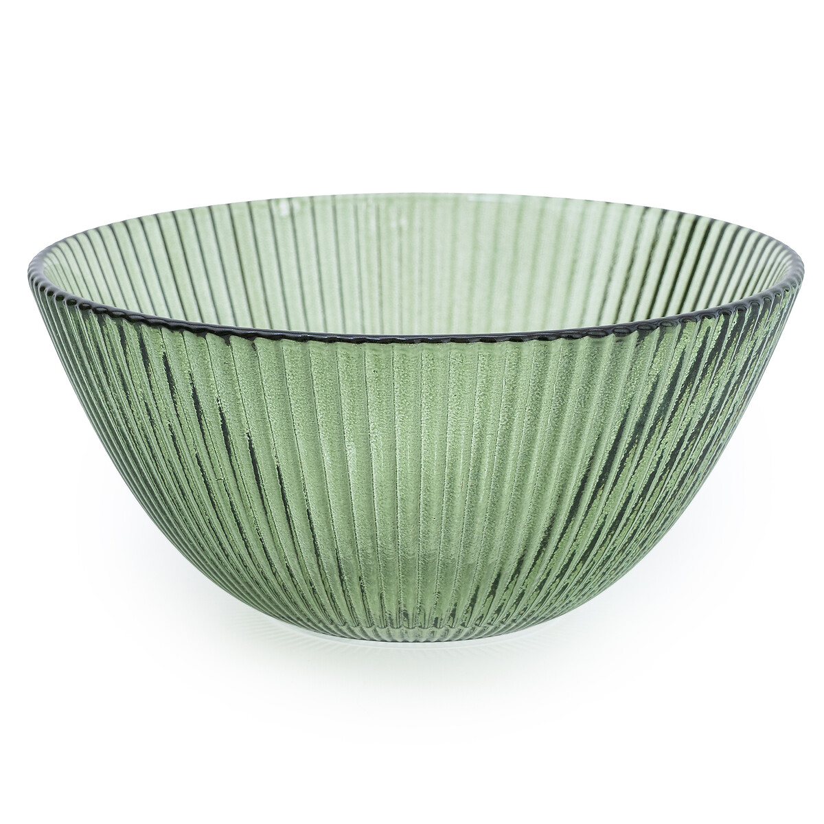 Set of 3 Ridged Glass Bowls green, SO'HOME