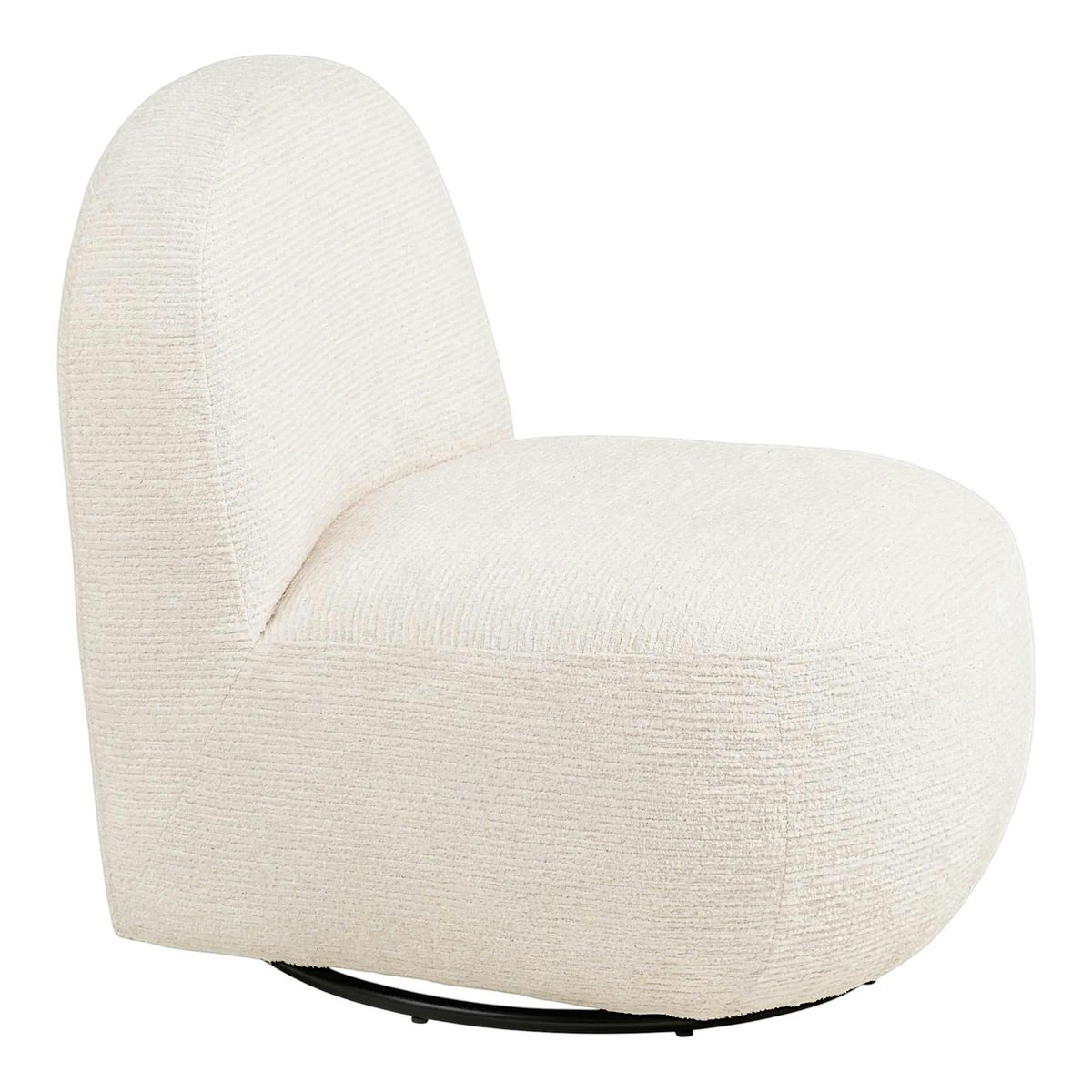 Fauteuil salon blanc pivotant et son pouf assorti BERLIN blanc, PIER IMPORT