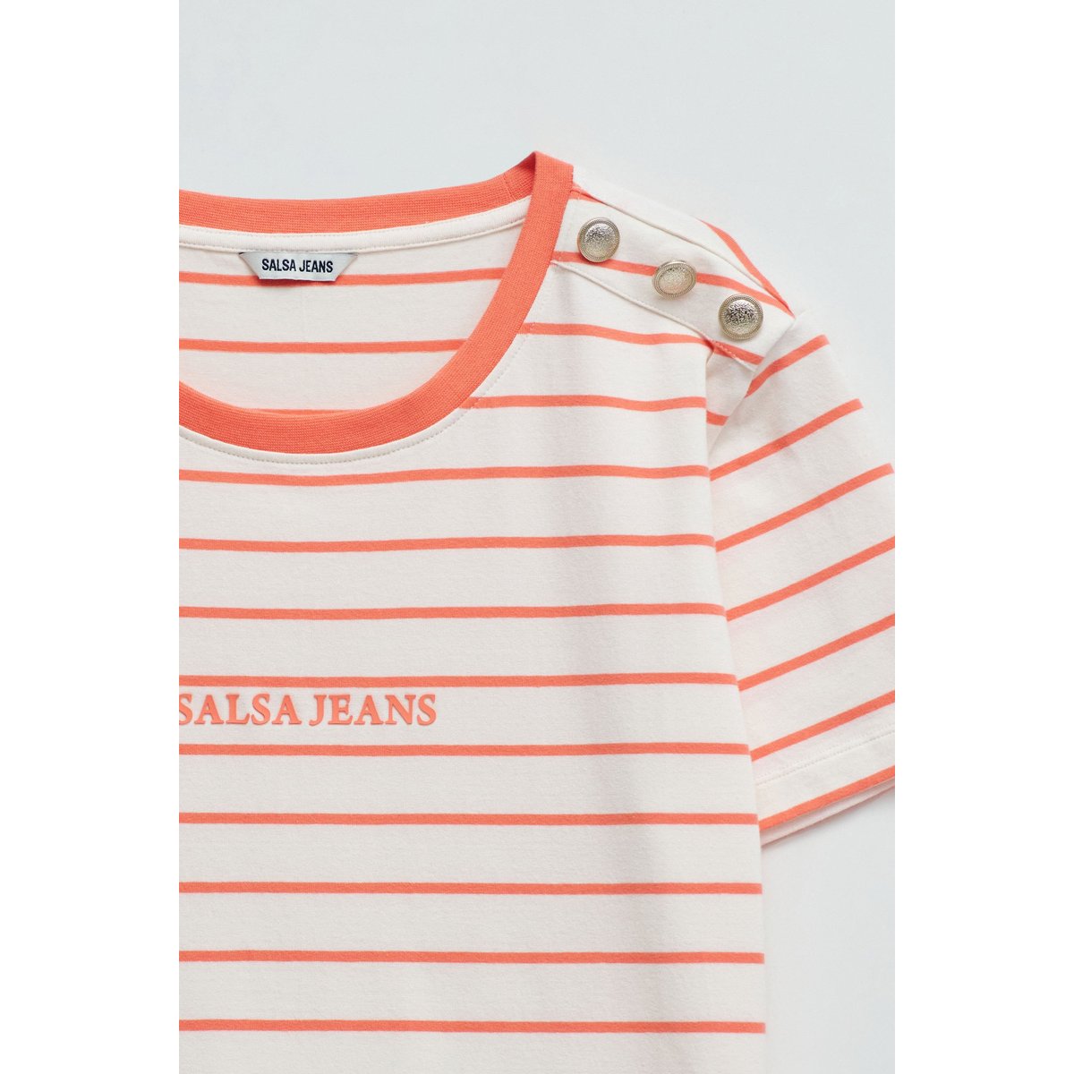 T-SHIRT À RAYURES AVEC BRANDING rouge, SALSA JEANS