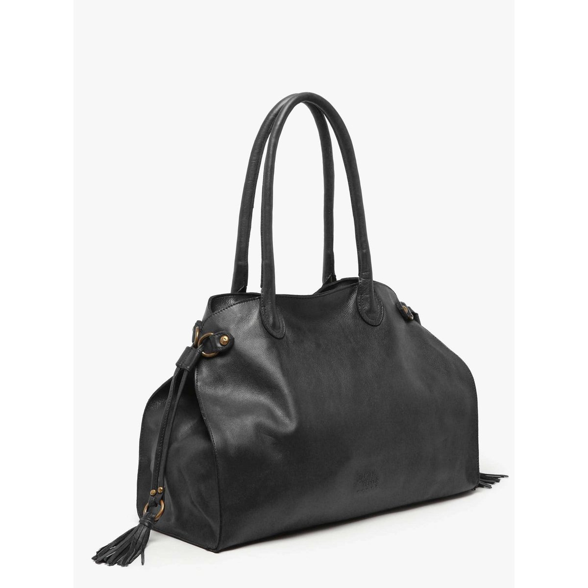 Sac porté épaule A4 Cow cuir black, BASILIC PEPPER