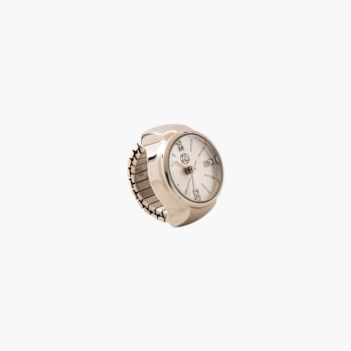 Bague montre cadran rond à strass bracelet maille argenté argenté, BALABOOSTE