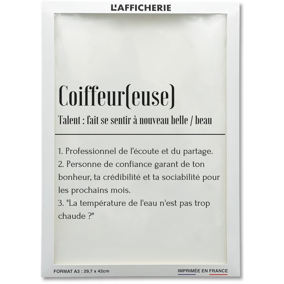 Affiche Définition Coiffeur blanc, L'AFFICHERIE