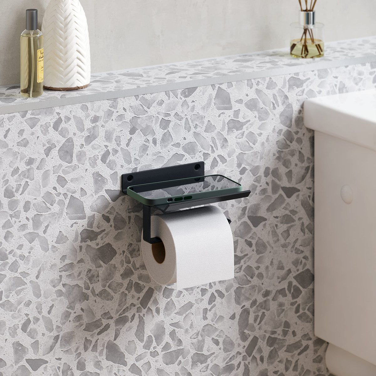 Dérouleur papier toilette mural, STUDIO noir, SENSEA