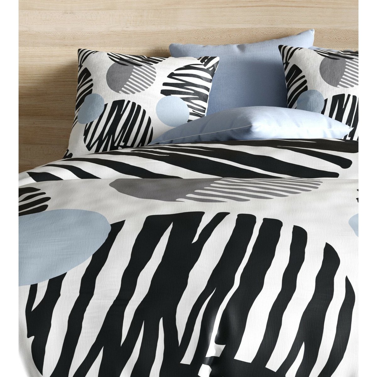 Parure housse de couette 100%polyester 60gsm, cerclus noir, C DESIGN HOME TEXTILE