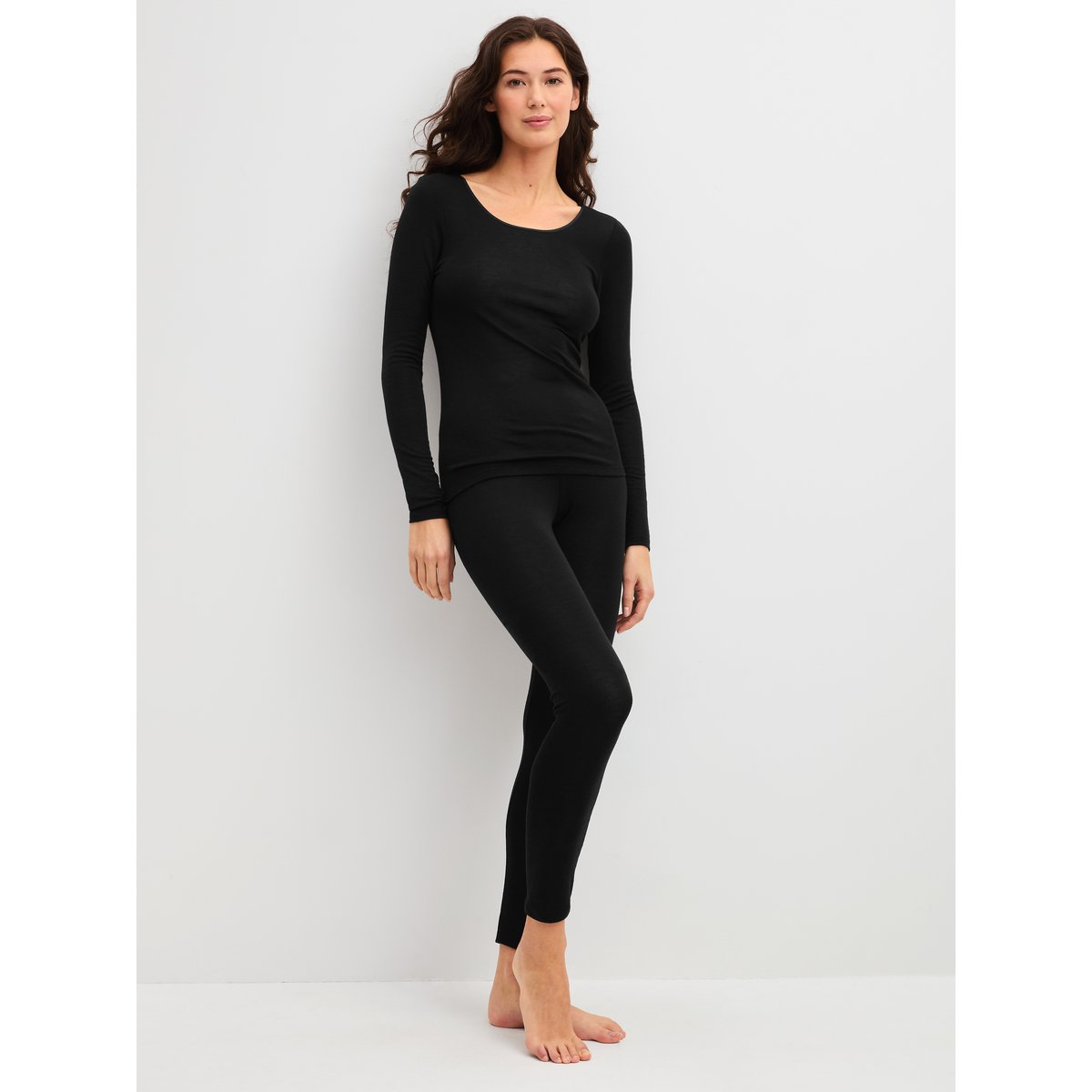 T-shirt à manches longues en laine et soie manches longues Laine TRUE CONFIDENCE noir, CALIDA