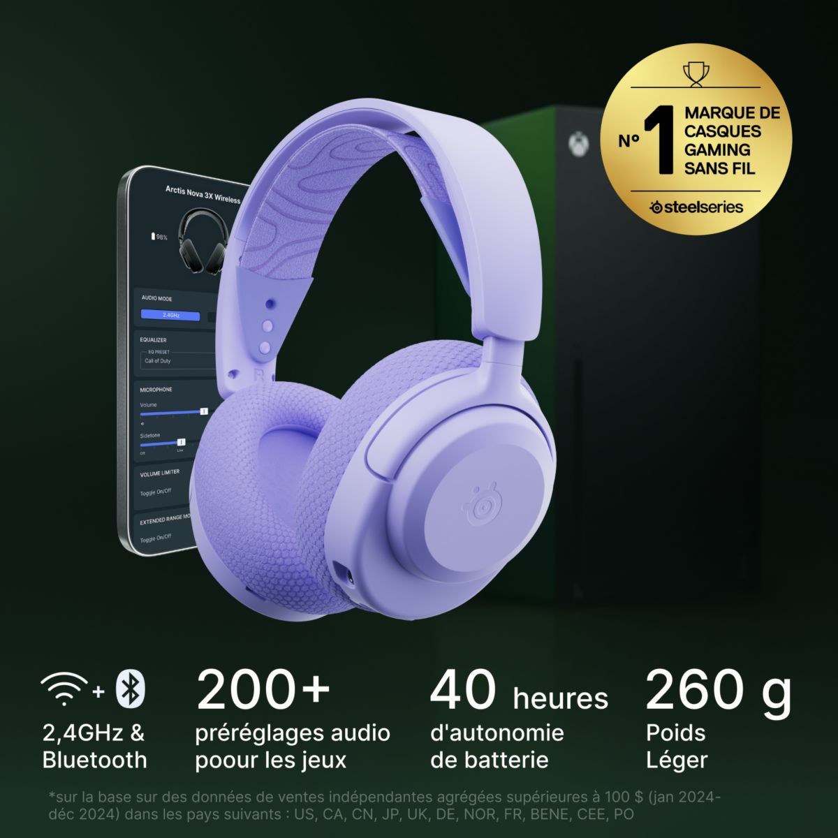 Casque gamer Arctis Nova 3 XW Lavande couleur unique, STEELSERIES