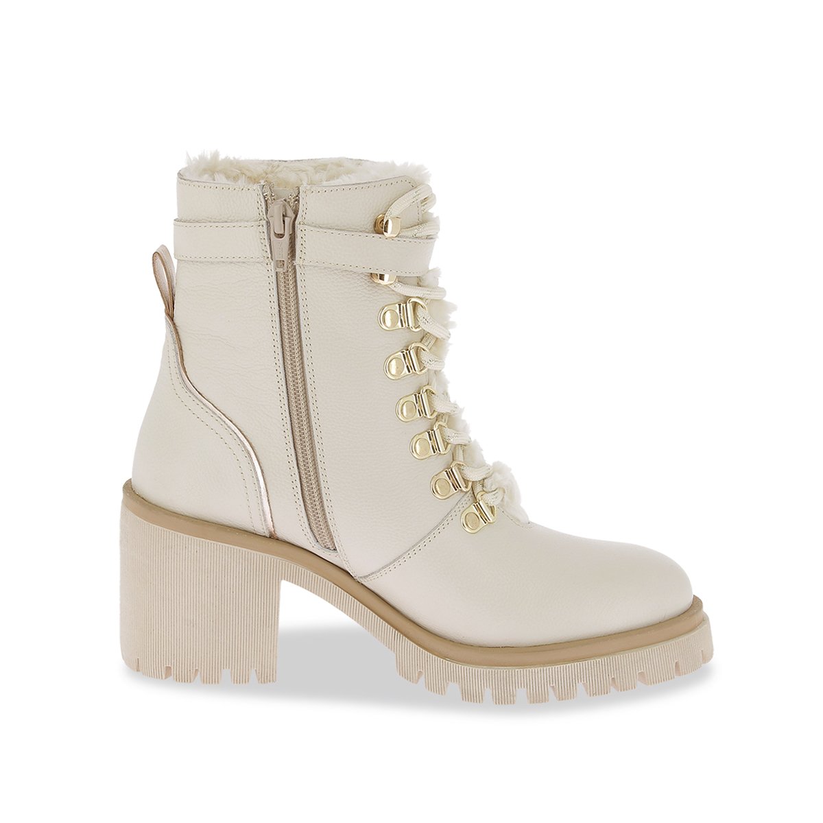 Bottines fourrées en cuir VALENTINA crème, LES TROPEZIENNES PAR M.BELARBI