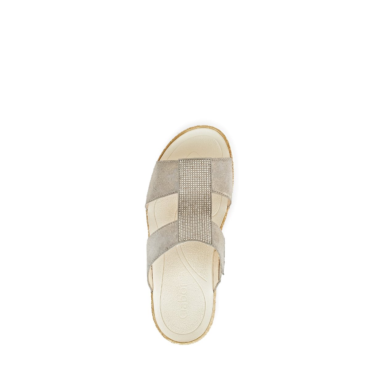 Mules en cuir lisse à talon compensé beige, GABOR