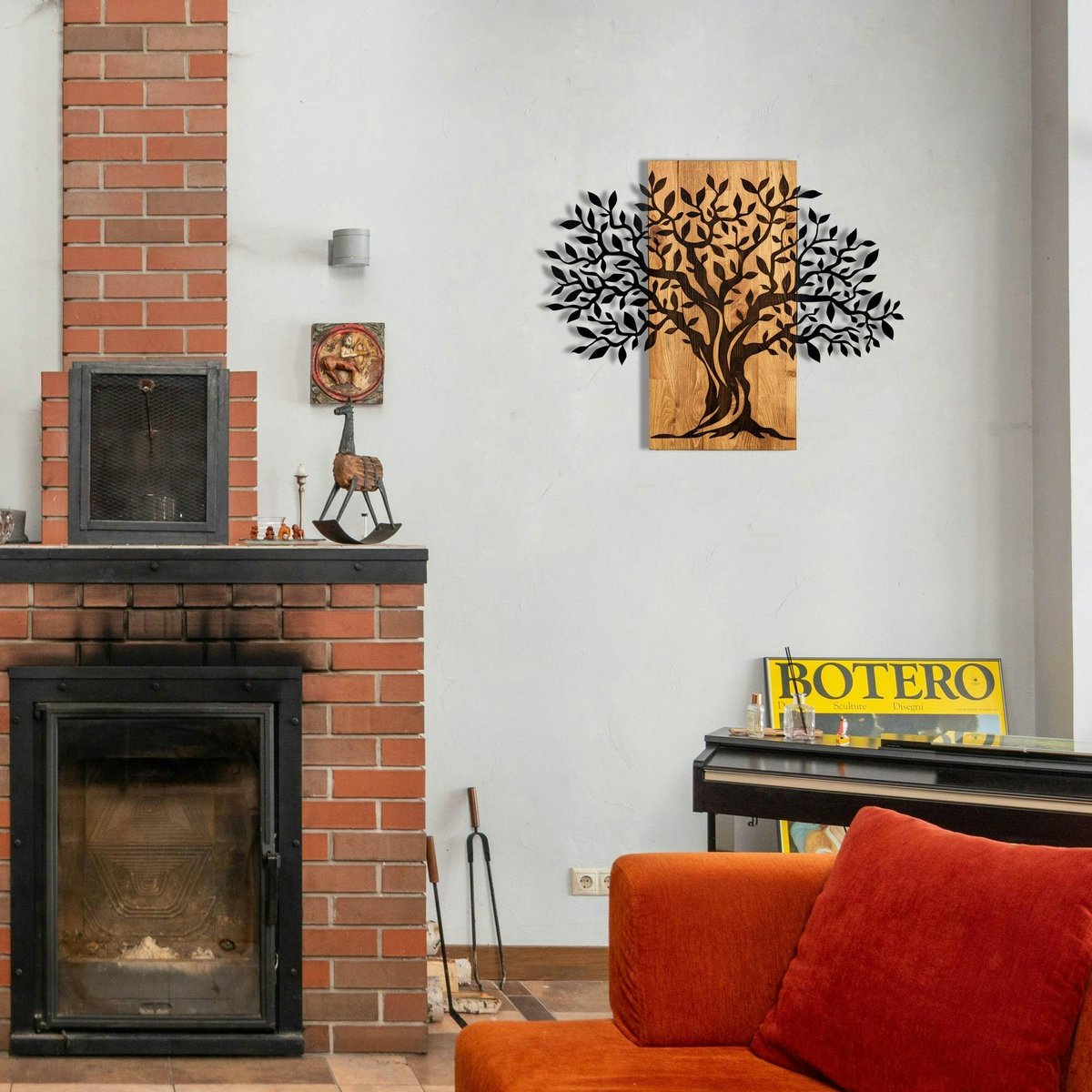 Décoration murale en métal et bois – arbre de vie noir, PIER IMPORT
