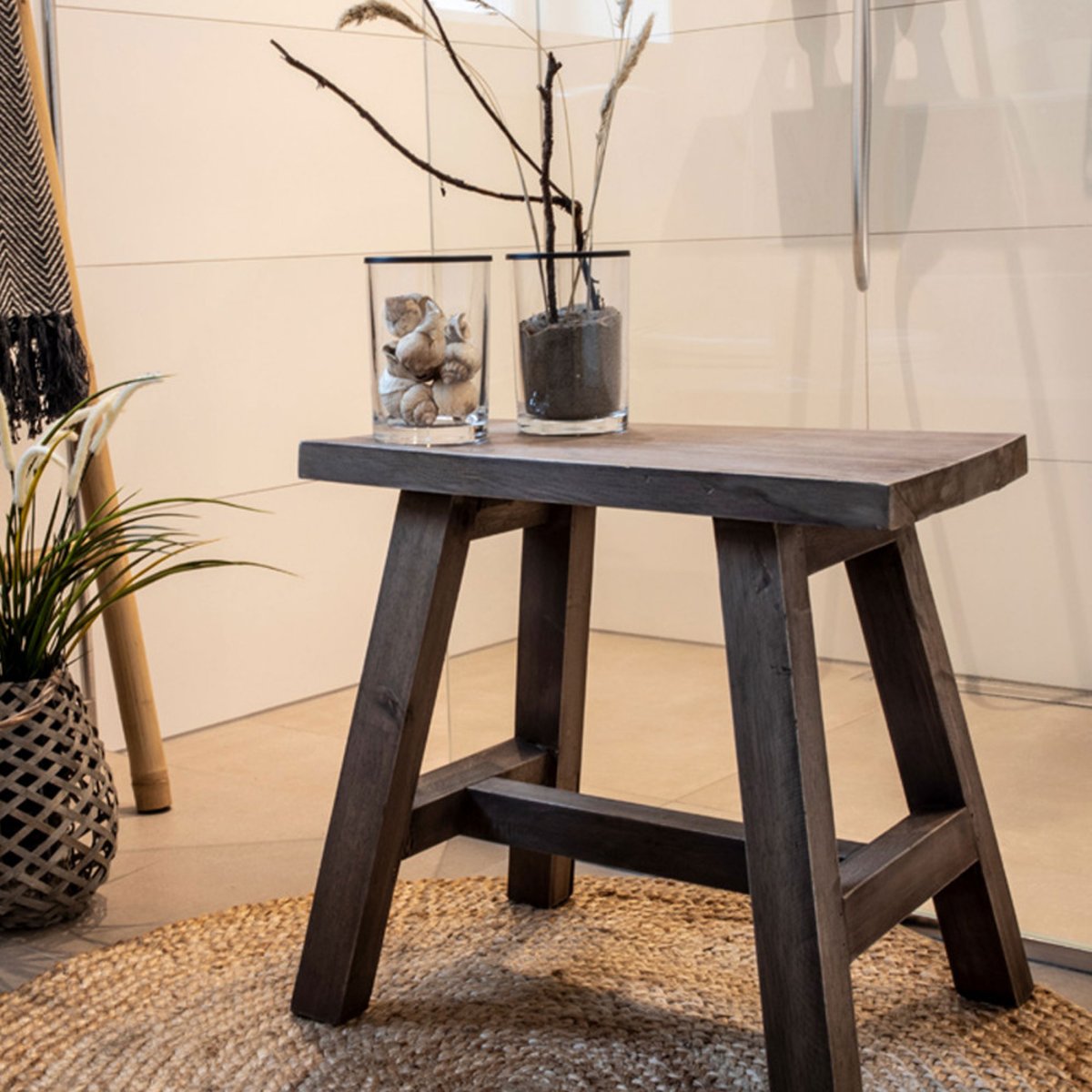 Tabouret en teck H45cm- BARCELONA naturel, HOUSE NORDIC