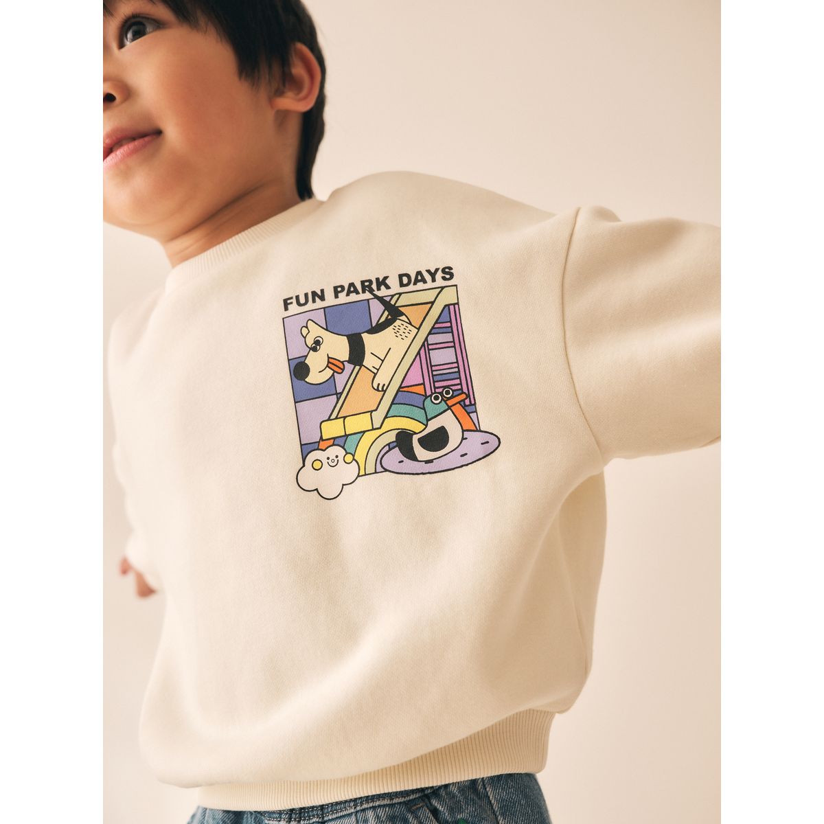 Sweat ras du cou avec motif au dos écru, NEXT