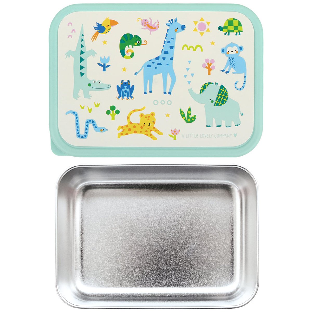 Lunch box en acier inoxydable blanc, vert, bleu, A LITTLE LOVELY COMPANY