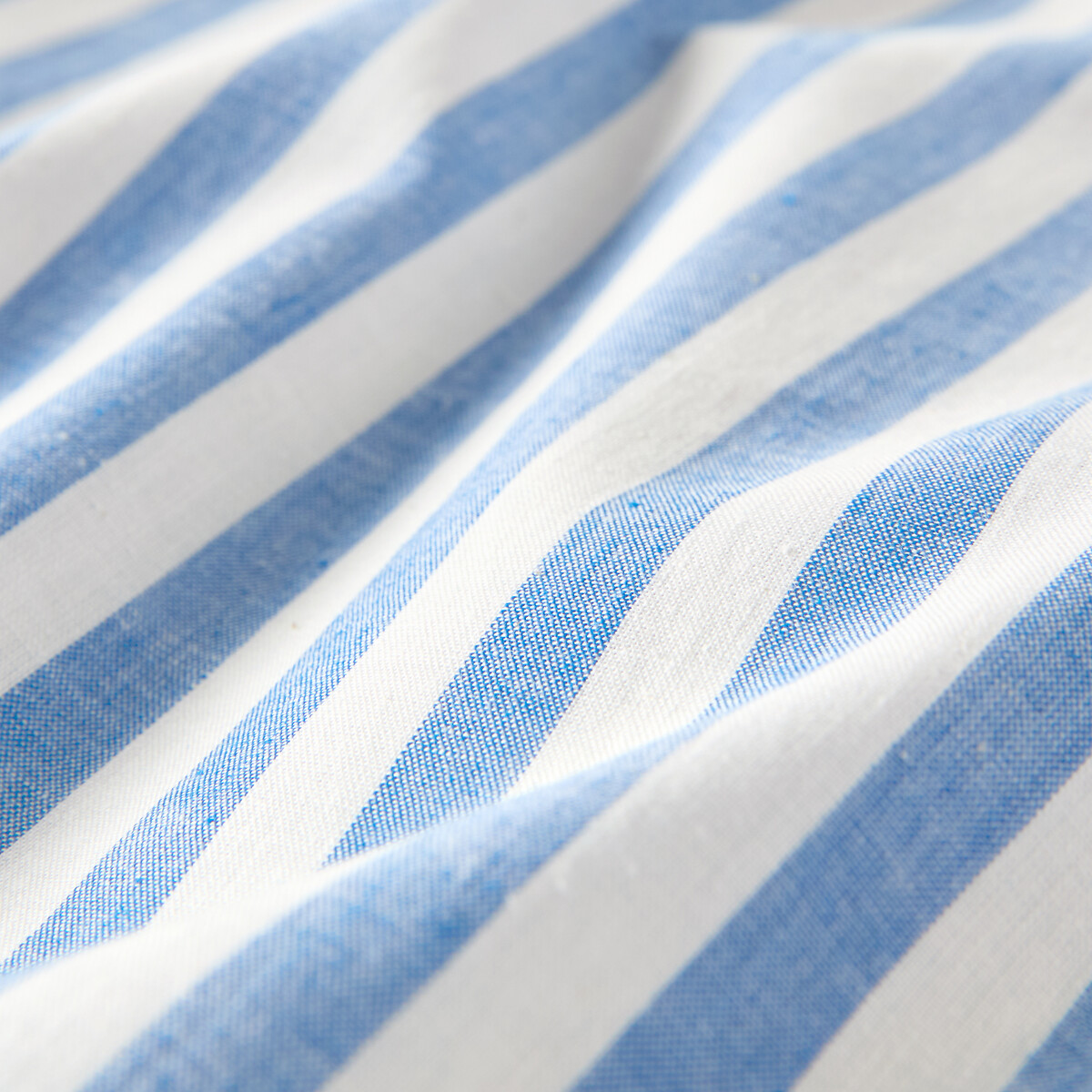 Soizic Blue Cotton Flat Sheet blue striped, LA REDOUTE INTERIEURS