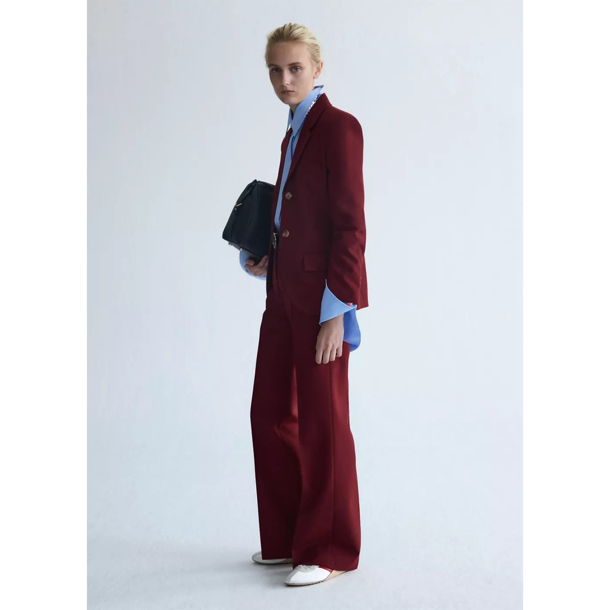 Blazer costume laine lie de vin, MANGO