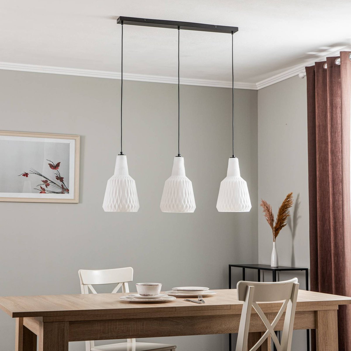 Suspension en verre vintage, Belarion opale, LINDBY