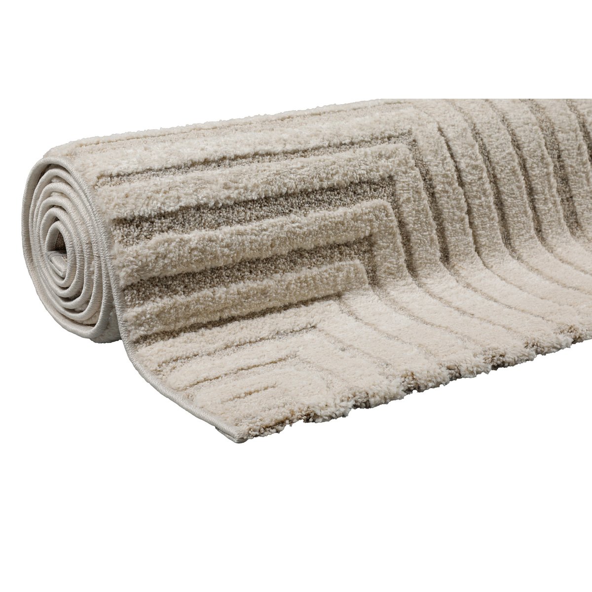 Tapis design à motif labythinthe à relief ,  Hillmar beige crème, WECON HOME