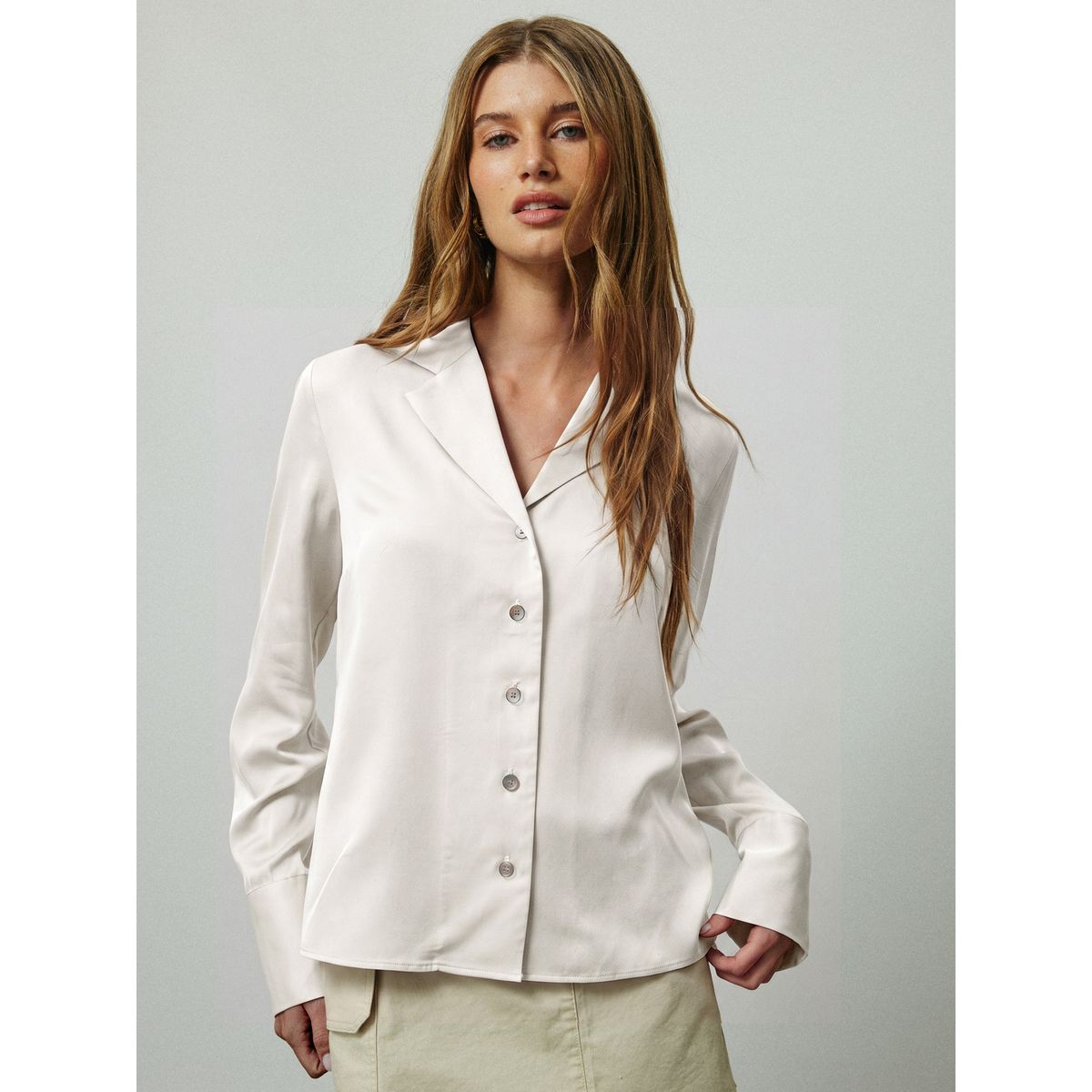 Chemise à manches longues avec col revers blanc, NEXT