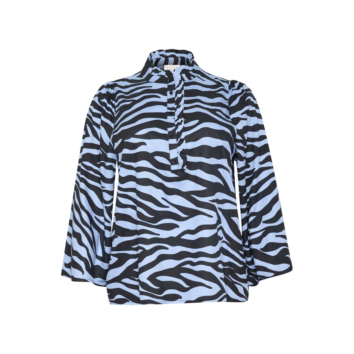 Blouse with short sleeve bleu/noir graphic, KAFFE CURVE